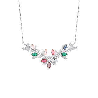 Renkli Zirkon Taşlı Gümüş Kolye - Thumbnail