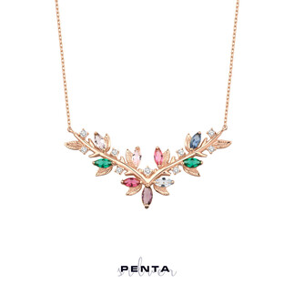 Penta Silver - Renkli Zirkon Taşlı Gümüş Kolye