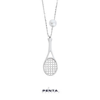Penta Silver - Tenis Raketi Gümüş Kolye (1)