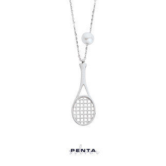 Penta Silver - Tenis Raketi Gümüş Kolye