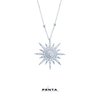 Penta Silver - Top Zincirli Güneş Gümüş Kolye (1)