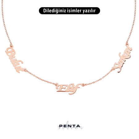 Üç İsimli Gümüş Kolye