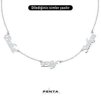 Penta Silver - Üç İsimli Gümüş Kolye