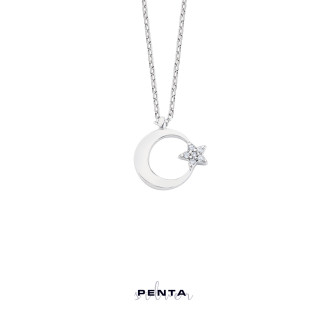 Penta Silver - Zarif Ay Yıldız Gümüş Kolye (1)