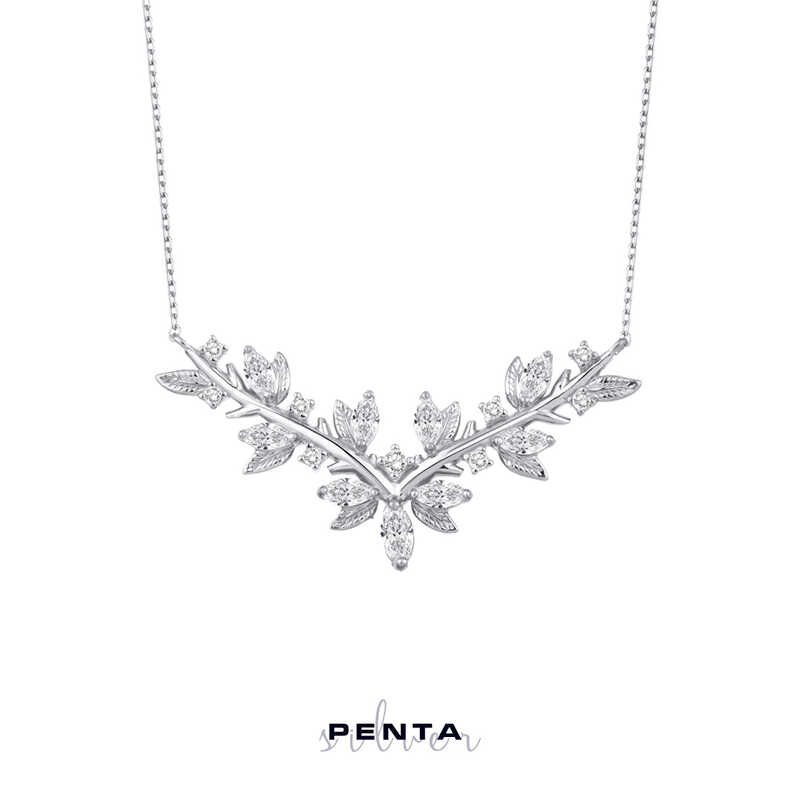 Zirkon Taşlı Gümüş Kolye V Model Zirkon Taşlı Gümüş Kolye V Model