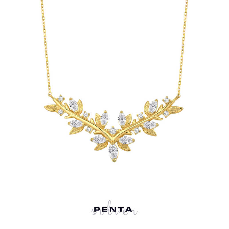 Zirkon Taşlı Gümüş Kolye V Model Zirkon Taşlı Gümüş Kolye V Model