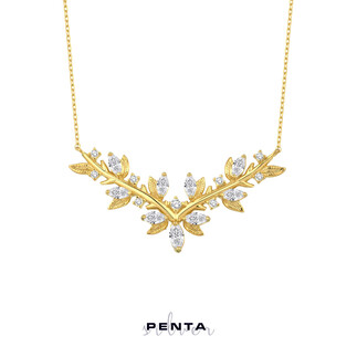 Zirkon Taşlı Gümüş Kolye V Model - Thumbnail