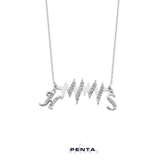 Penta Silver - Zirkon Taşlı Nabız Harfli Gümüş Kolye (1)